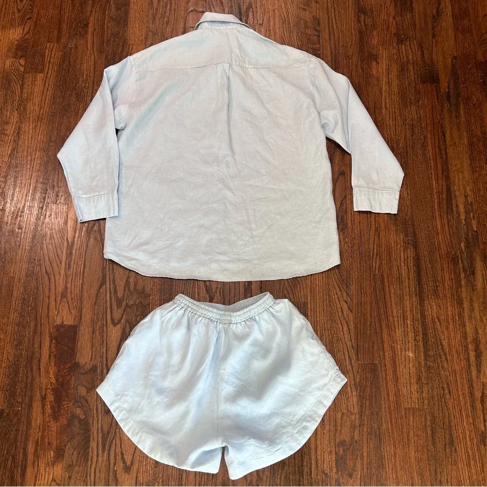 Beulah Womens 2Pc Shirt & Short Set, Blue Size Small - Picture 14 of 16